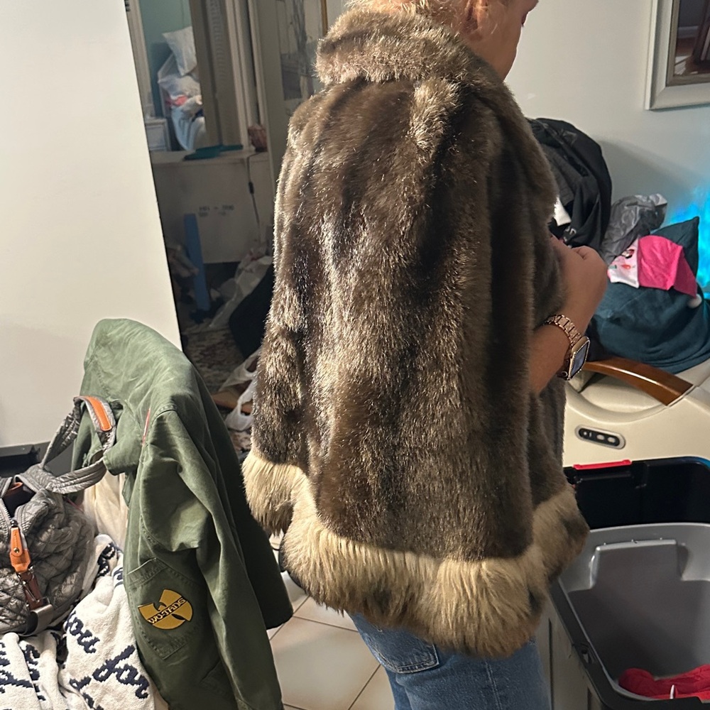 Vintage Elegant Brown Faux Fur Women's mink Jacket